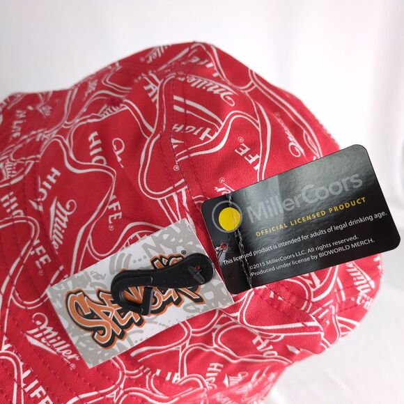 NWT Miller High Life Logo Red Cotton Bucket Hat OSFM Spencer's Party Streetwear - Picture 4 of 8